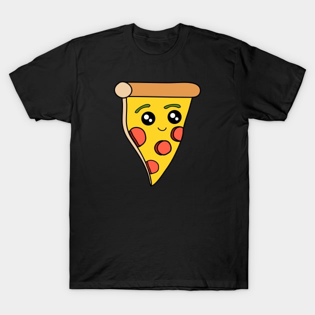 Pizza Kawaii Cute Pepperoni Pizza Slice T-Shirt by Scar